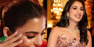 Lihat di sini beberapa potret detail perhiasan yang terlihat dipakai crazy rich India keluarga Ambani dan calon menantunya Radhika Merchant selama rangkaian 3 hari pesta pre-wedding.