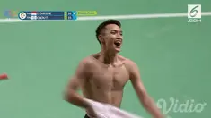 Kaos milik Jonatan Christie yang dipakai saat final tunggal putra bulutangkis Asian Games 2018 sukses dilelang seharga Rp 400 rupiah.