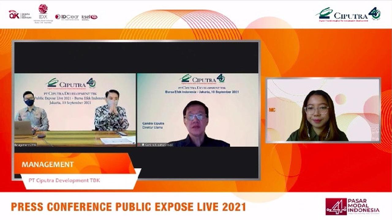 Paparan publik PT Ciputra Development Tbk (CTRA), Jumat (10/9/2021) (tangkapan layar)