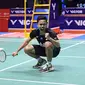 Anthony Sinisuka Ginting meluapkan kegembiraannya usai mengalahkan Kento Momota dari Jepang di final China Open 2018, Minggu (24/9/2018). (Humas PB PBSI)