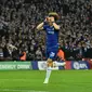 Ekspresi David Luiz uai gagal mengeksekusi tendangan penalti pada laga final Carabao Cup 2019 yang berlangsung di stadon Wembley, London, Senin (25/2). Man City menang 4-3 atas Chelsea lewat drama adu penalti. (AFP/Glyn Kirk)