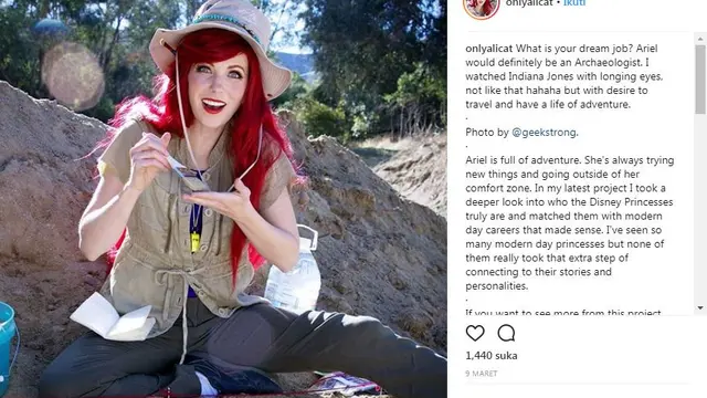 Ariel, putri Disney yang jadi arkelog (Foto: Instagram /onlyalicat/)