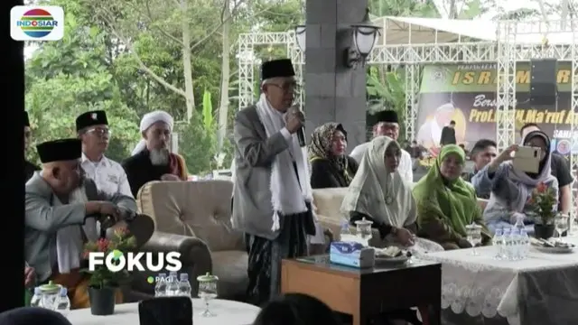 Hadiri perayaan Isra Mikraj di Sukabumi, Ma’ruf Amin berikan tausyiah kepada santri, ulama, dan warga.