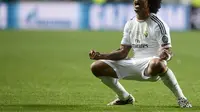 Selebrasi Marcelo usai mencetak gol ke gawang Atletico Madrid di Final Liga Champions, Estadio da Luz, Lisbon, Portugal, Minggu (25/5/2014) dinihari WIB (AFP PHOTO/FRANCK FIFE)