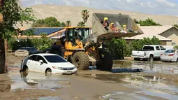 Para peramal cuaca mengatakan Hilary adalah badai tropis pertama yang menghantam California Selatan dalam 84 tahun terakhir. (DAVID SWANSON / AFP)