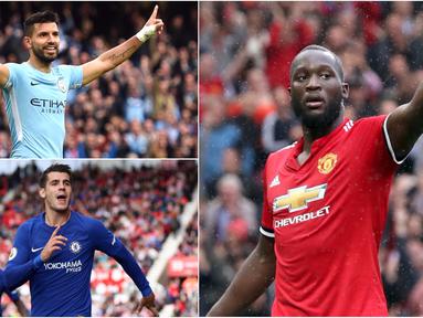 Berikut ini deretan top scorer Premier League 2017/2018 hingga pekan ketujuh. (Kolase foto-foto dari AFP dan AP)