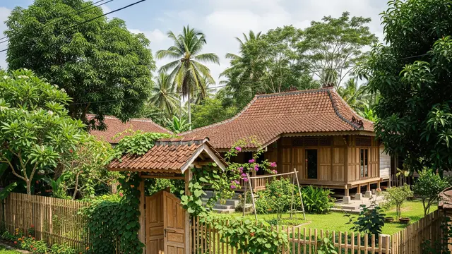 Pagar Kayu dengan Tanaman Rambat