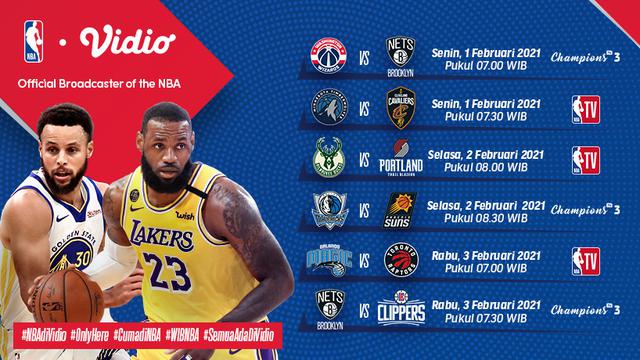 Jadwal NBA 2021 pekan ketujuh di Vidio