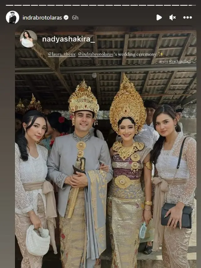 6 Potret Pernikahan Laura Theux dan Indra Brotolaras, Kental Adat Bali