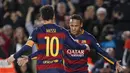  Lionel Messi dan Neymar pada laga La Liga Spanyol di Stadion Cam Nou, Barcelona, Kamis (31/12/2015) dini hari WIB.  (EPA/Quique Garcia)
