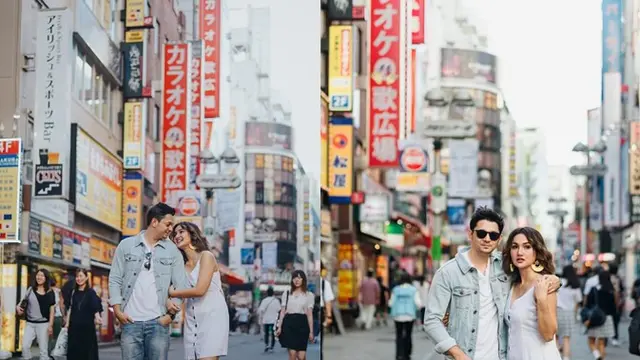 Andrew dan istri saat berlibur di Jepang, keduanya kerap tampil mesra bak anak muda pacaran.