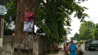 Aksi paku pohon marak dilakukan tim sukses mereka yang mau mencoba peruntungan di Pilkada Cirebon. (Liputan6.com/Panji Prayitno)