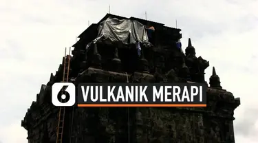 Balai konservasi Candi Borobudur, Mendut, dan Ratu Boko di Magelang, Jawa Tengah, menutup bagian atas bangunan candi Mendut dengan cover khusus pada Kamis siang, demi mencegah kerusakan dan pelapukan batuan candi dari serangan abu vulkanik Gunung Mer...