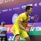 Ekspresi Jonatan Christie setelah mengalahkan Anthony Sinisuka Ginting pada babak kedua Hong Kong Terbuka 2018, Kamis (15/11/2018). (PBSI)