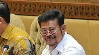 Menteri Pertanian Syahrul Yasin Limpo saat RDPU dengan Komisi IV DPR di Jakarta, Rabu (7/12/2022). Dalam RDPU tersebut membahas  penjelasan mengenai data angka sementara produk komunitas pangan serta komoditas lainnya. (Liputan6.com/Angga Yuniar)
