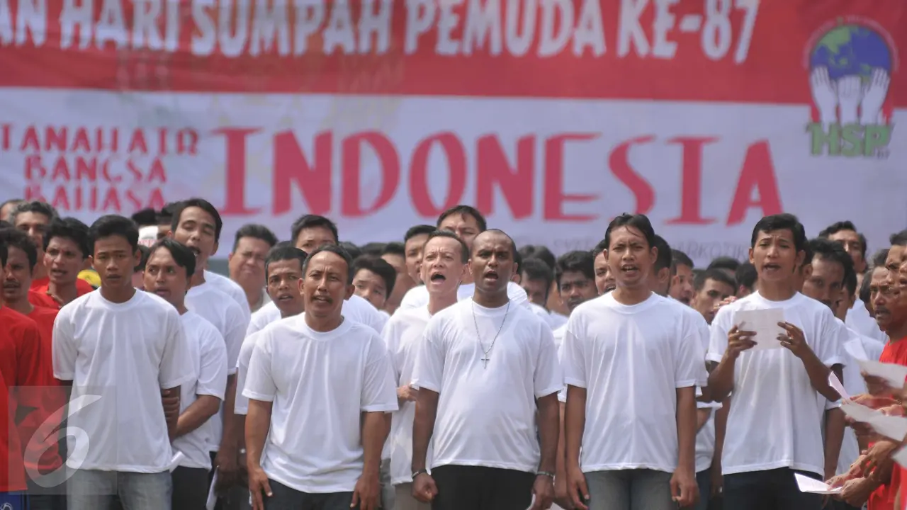 20151028-Ribuan Napi Narkotika Coba Pecahkan Rekor MURI di Hari Sumpah Pemuda-Jakarta
