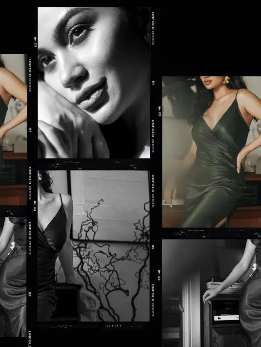 Ariel Tatum dalam balutan dress berwarna hitam yang memiliki potongan kerah berbentuk V memperlihatkan dengan jelas lekuk tubuhnya yang seksi. (Instagram/arieltatum)