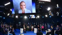 Katerina Tikhonova, putri Putin dan kepala inisiatif pengembangan Innopraktika, menghadiri St. Petersburg International Economic Forum secara virtual di Saint Petersburg, Rusia, pada Kamis (7/6/2024). (Olga Maltseva/AFP)