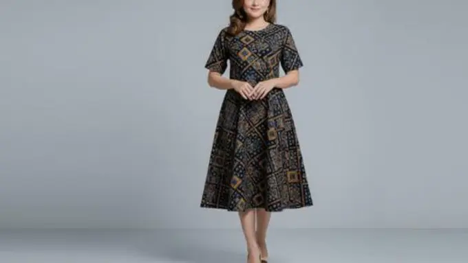 Model Dress Batik Simple dan Elegan/AI
