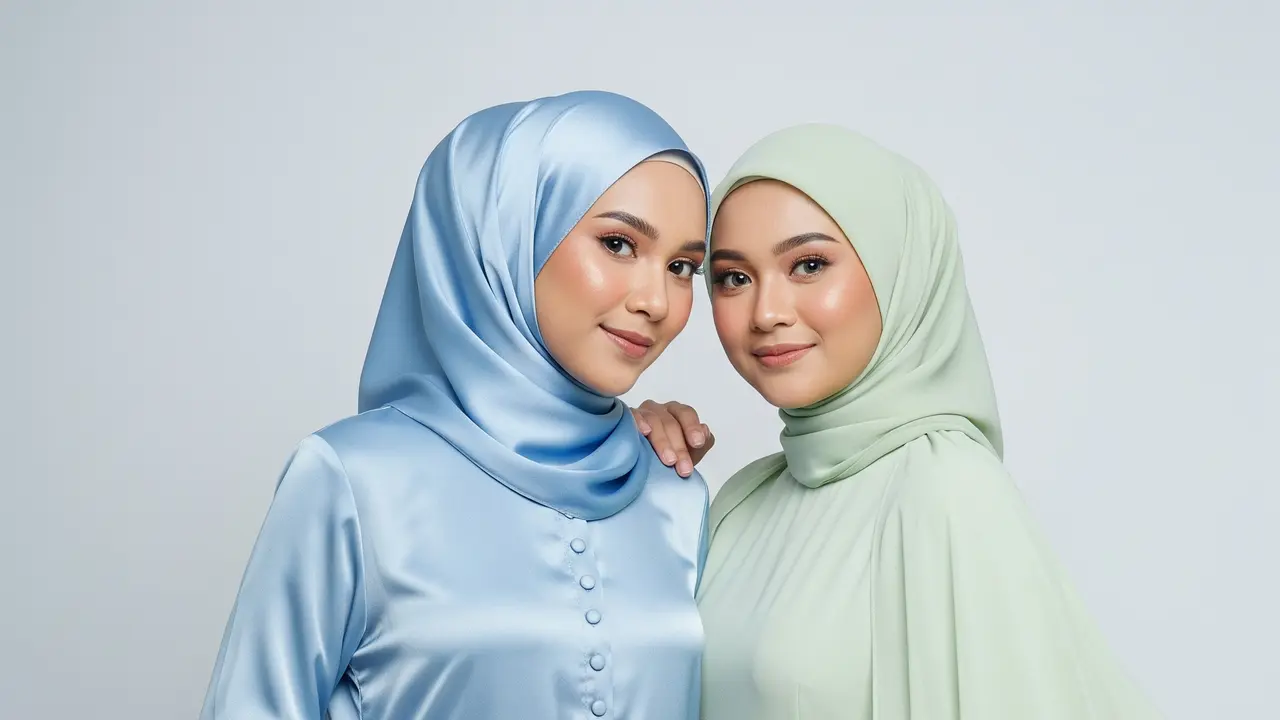 Inspirasi Long Dress Muslim Kombinasi Warna Pastel Kekinian. Gemini