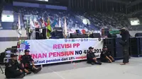 Ribuan buruh dijadwalkan memenuhi Istora Senayan untuk merayakan Hari Buruh Internasional atau May Day 2018. (Liputan6.com/Ady Anugrahadi)