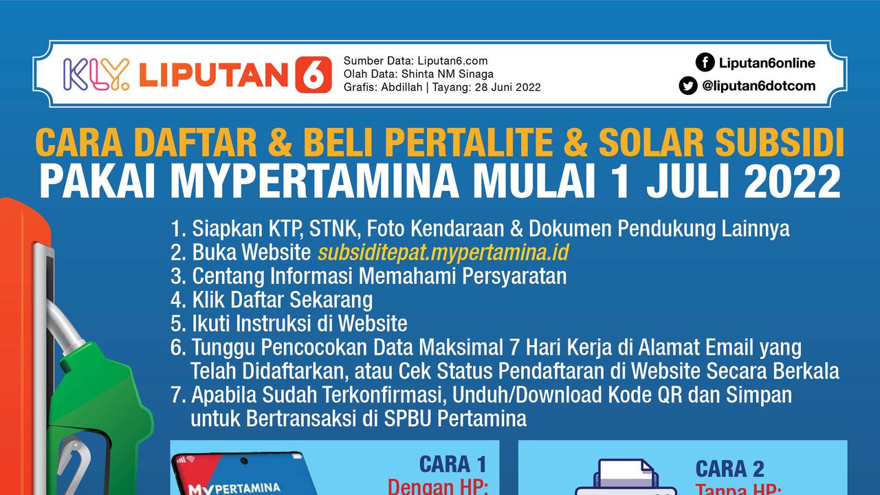 Infografis Cara Daftar & Beli Pertalite & Solar Subsidi Pakai MyPertamina Mulai 1 Juli 2022
