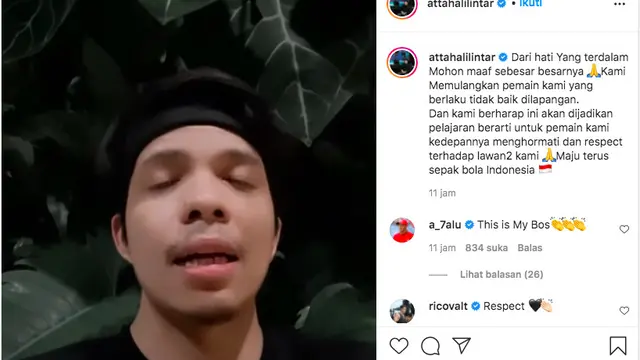 Atta Halilintar Mewakili AHHA PS Pati FC Sampaikan Permohonan Maaf Atas Perlakuan Kasar Pemainnya