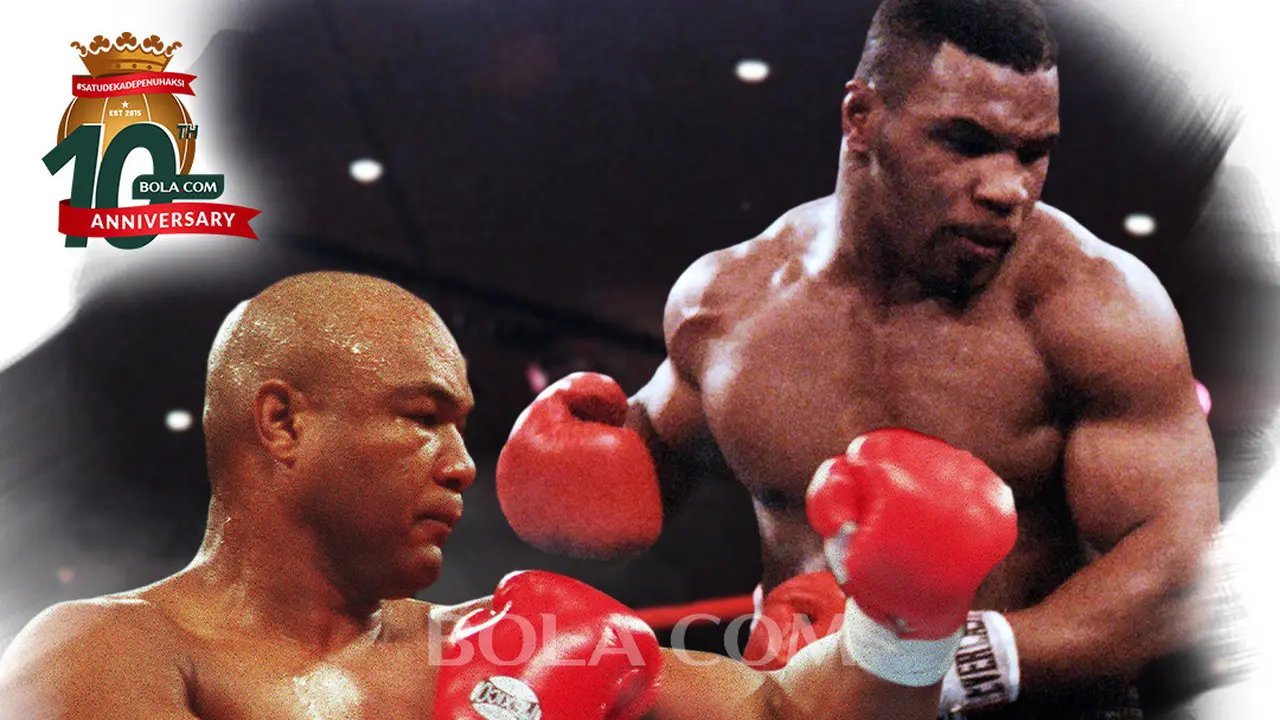 Artikel 10 tahun Bola.com - George Foreman, Mike Tyson