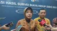 Plt Kepala BPS Amalia Adininggar Widyasanti dalam Sosialisasi Survei Biaya Hidup (SBH), di Kantor BPS, Jakarta, Selasa (12/12/2023). (Arief/Liputan6.com)