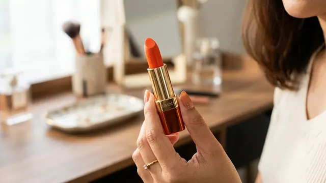 Ilustrasi Lipstik Oranye/AI Generated