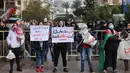 Aksi unjuk rasa sebagai bentuk protes terhadap penutupan perbatasan Rafah antara Mesir dan Jalur Gaza. (ANWAR AMRO/AFP)