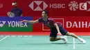 Tunggal putra bulu tangkis Indonesia, Jonatan Christie sukses melenggang ke babak 16 besar Indonesia Masters 2025. (Liputan6.com/Herman Zakharia)