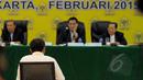 Saksi dari kubu Aburizal Bakrie memberikan keterangan dalam sidang Mahkamah Partai Golkar di DPP Partai Golkar, Jakarta, Rabu (25/2/2015). Sidang ini digelar untuk mendamaikan dua kubu yang berbeda di tubuh Partai Golkar. (Liputan6.com/Andrian M Tunay)