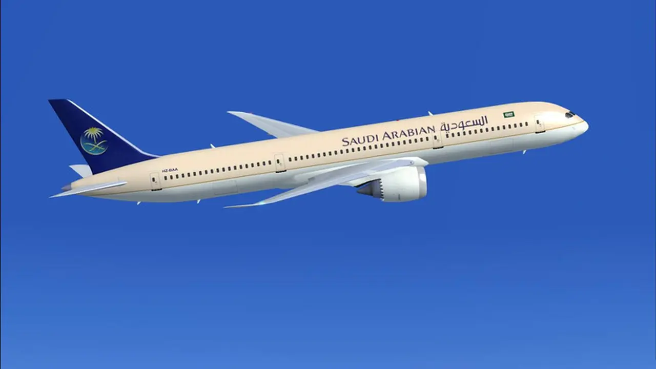 Saudi Arabia Airlines yang kabarnya masuk dalam daftar pencabutan larangan laptop pada penerbangan AS. (Al Arabiya)
