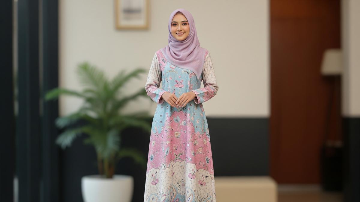 9 Model Gamis Batik Pastel Motif Lembut untuk Acara Keluarga Sederhana, Inspirasi Outfit Manis