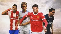 Ilustrasi - Luka Modric, Luis Suarez, Cristiano Ronaldo, Lionel Messi (Bola.com/Adreanus Titus)