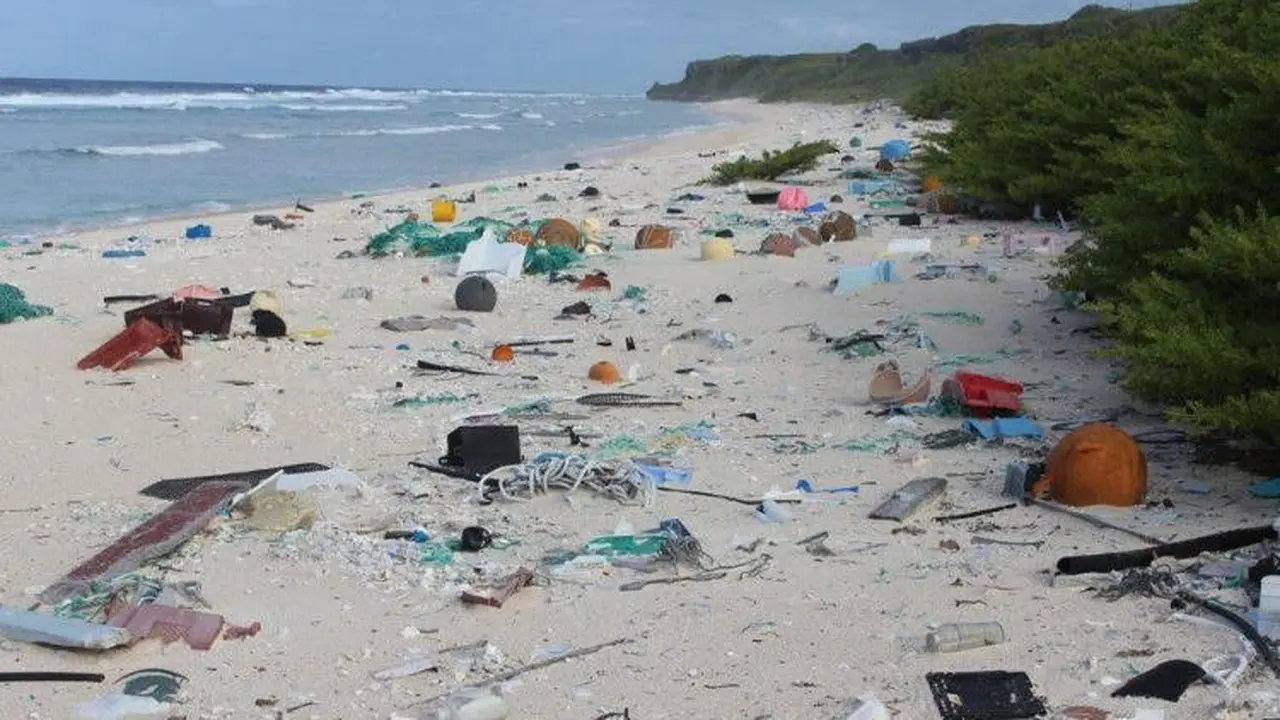 Pantai Tak Berpenghuni Dipenuhi Sampah Belasan Ton 