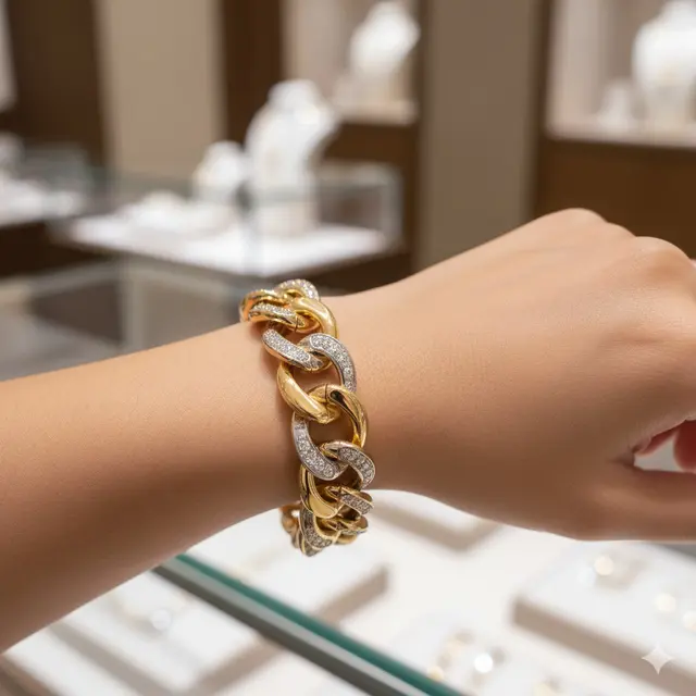 Gelang Emas Kombinasi Berlian