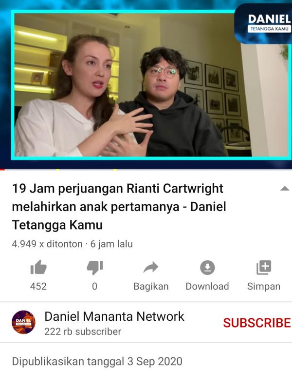 Unggahan Daniel Mananta. (Foto: YouTube Daniel Mananta Network.)