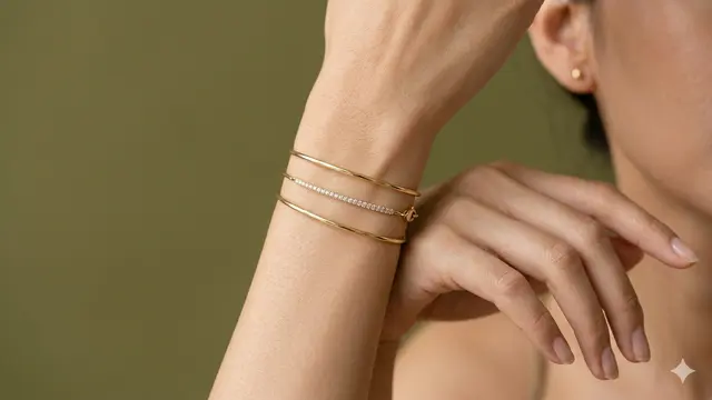 Model Gelang Emas Tipis Cocok untuk Stacking. Gemini