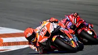 Marc Marquez keluhkan motor Honda yang dipakainya saat tes pasca balapan di Valencia pada Selasa (8/11/2022) lalu (AFP)