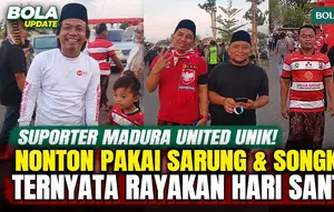 Unik! Suporter Madura United Nonton Pakai Sarung dan Songkok di Stadion Gelora Madura Ratu Pamelingan, Ternyata Rayakan Hari Santri