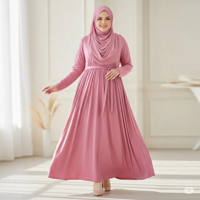 Gamis Empire Waist Dusty Pink