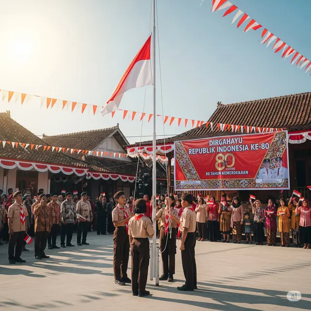 Ilustrasi warga melaksanakan Upacara Bendera. Foto: Gemini