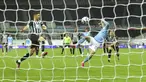 Pemain Manchester City Ferran Torres mencetak gol ke gawang Newcastle United pada pertandingan Liga Inggris di Stadion St James' Park, Newcastle, Inggris, Jumat (14/5/2021). Hattrick Ferran Torres membawa Manchester City menang 4-3. (Peter Powell/Pool via AP)