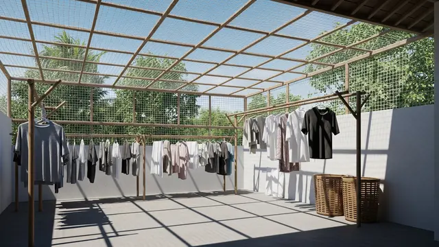 Desain Area Jemur Modern dengan Sirkulasi Udara Maksimal agar Cucian Tidak Lembap/Gemini AI