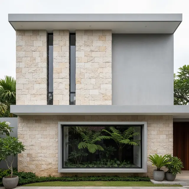 Gambar Rumah Minimalis Batu Alam Tampak Depan