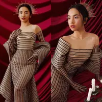 Penampilan Lyodra Ginting dalam balutan dress dan headpiece pemotretan terbaru sukses mencuri perhatian publik.  (Instagram/winstongomez).