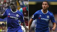Dua bintang Chelsea, N'Golo Kante (kiri) dan Eden Hazard (kanan). (Daily Mail). 