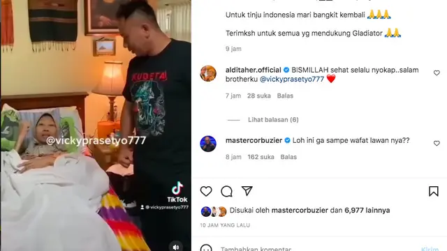 Vicky Prasetyo Persembahkan Kemenangannya Melawan Aldi Taher untuk Mama dan Ibunda Kalina Ocktaranny. (instagram.com/vickyprasetyo777)